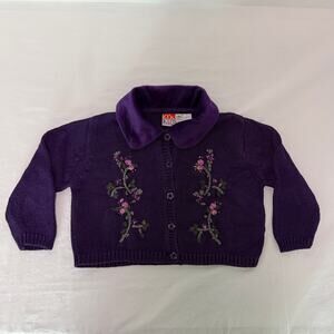 VTG McKids Cardigan Sweater Girls 2T Embroidered Knit Cottagecore Storybook Cute